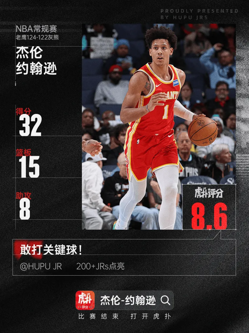 NBA直播-表现亮眼！约翰逊全场砍下32分15篮板8助攻1抢断